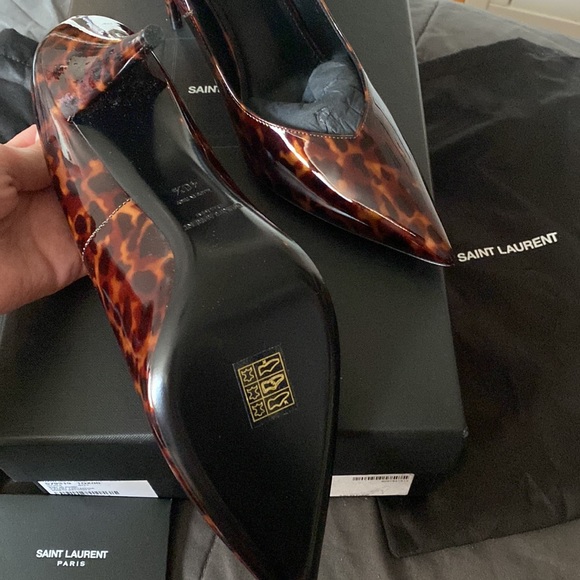BRAND NEW KIKI SAINT LAURENT 85 PUMPS IN PATENT TARTARUGA MANLO NATURAL 40.5๐ฅ๐ฅ - Picture 4 of 9